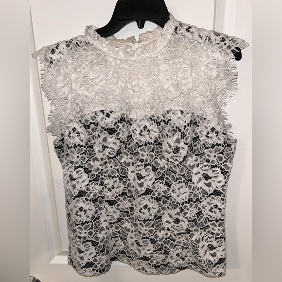 White House Black Market Elegant Lace Women's Blouse- White and Black - Picture 2 of 7